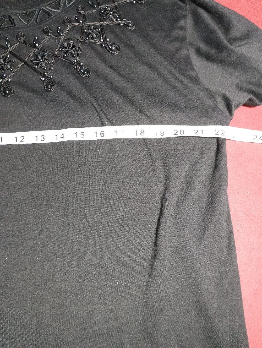 Bundle of 2 Black Short Sleeve Tops One Beaded & One Open Work Detailed See pics - Picture 10 of 12